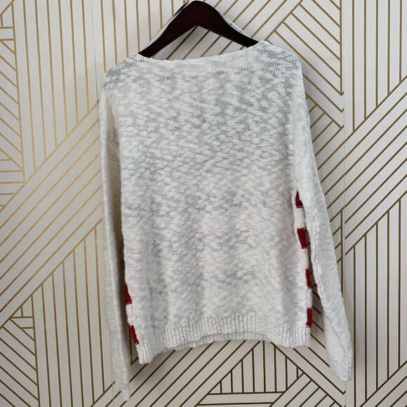 Lucky Brand Cotton Blend USA Flag Sweater striped Knit Pullover Stars & Stripes - Picture 8 of 9